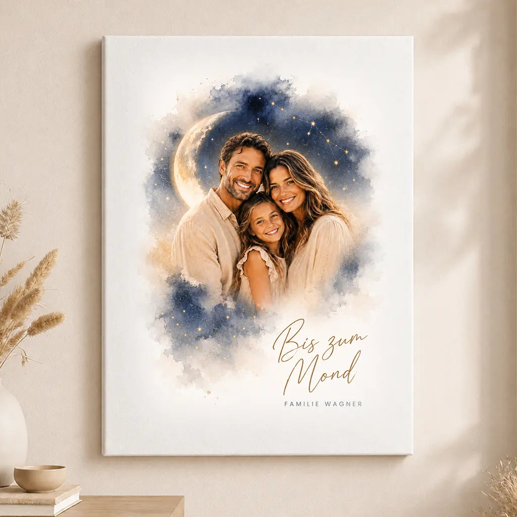 Leinwand Familien-Portrait "Bis zum Mond"