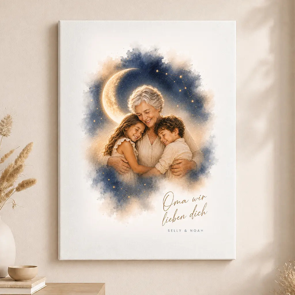 Leinwand Familien-Portrait "Bis zum Mond"