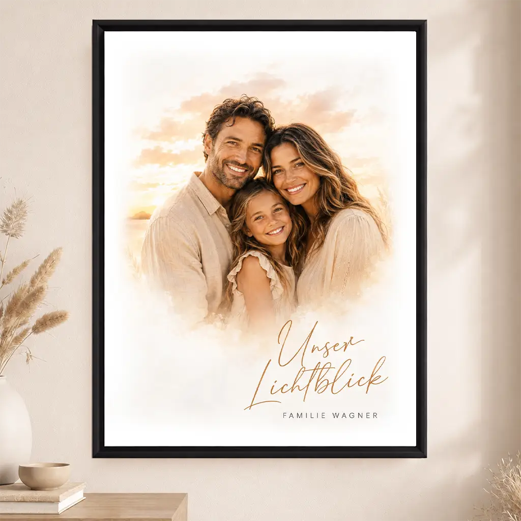 Leinwand Familien-Portrait "Sonnenuntergang"