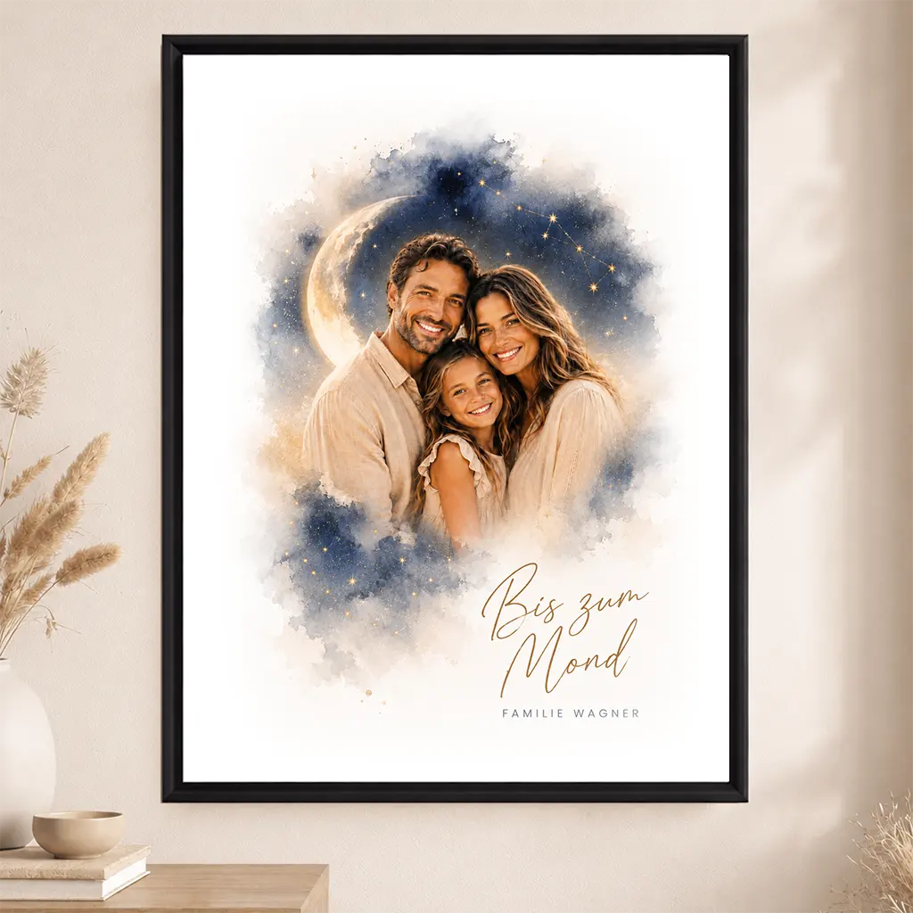 Leinwand Familien-Portrait "Bis zum Mond"