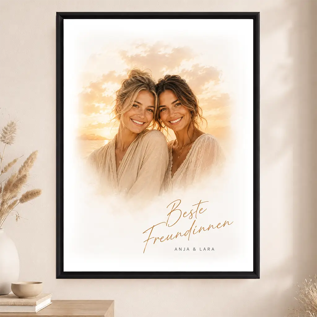 Leinwand Familien-Portrait "Sonnenuntergang"
