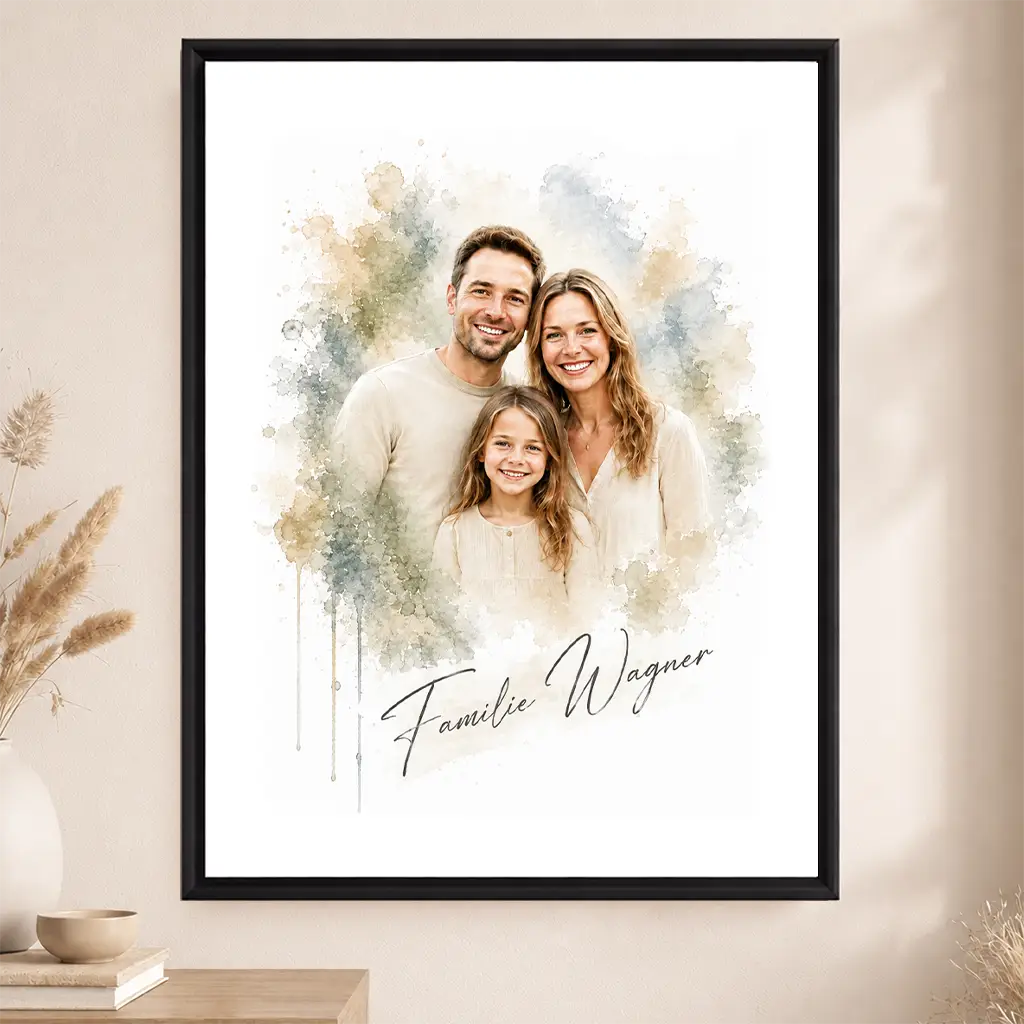 Leinwand Familien-Portrait "Aquarell"