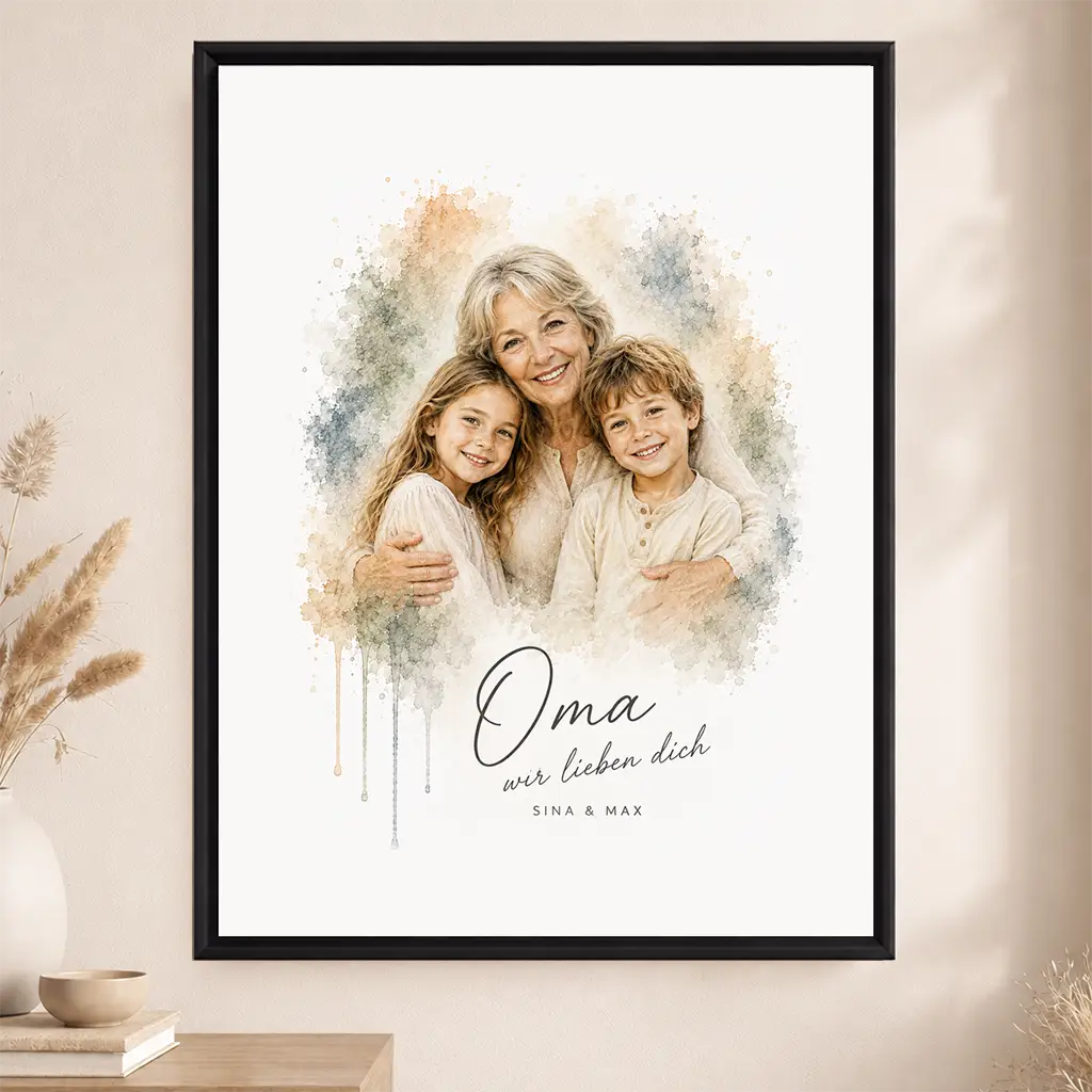 Leinwand Familien-Portrait "Aquarell"