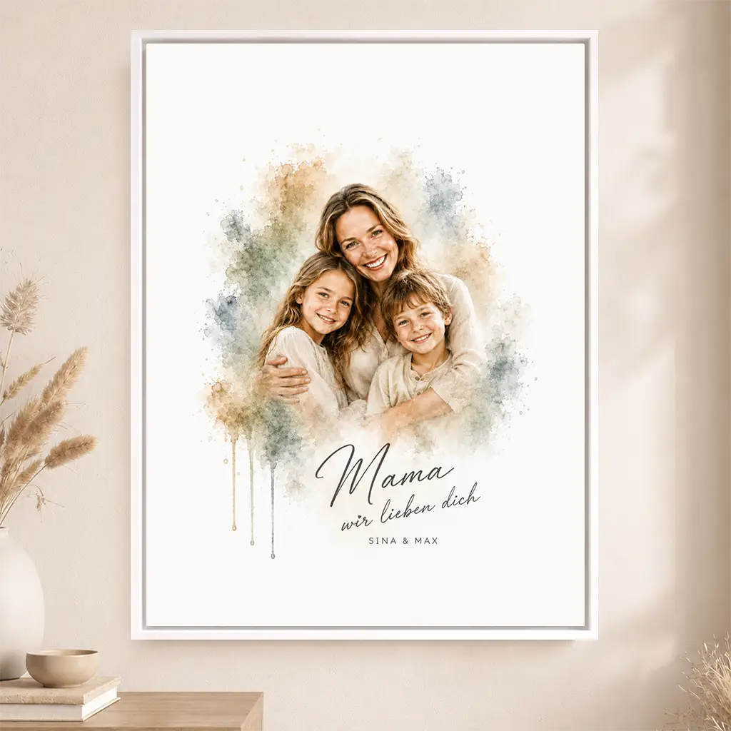 Leinwand Familien-Portrait "Aquarell"