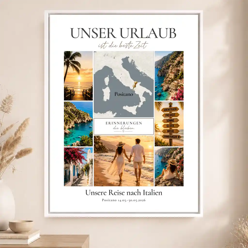 Leinwand "Urlaubserinnerungen mit personalisierter Karte"