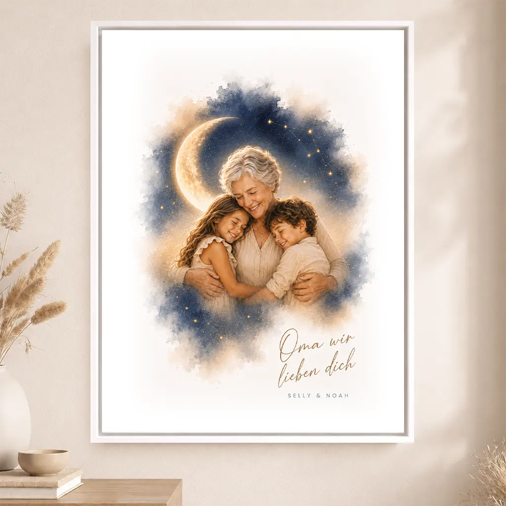 Leinwand Familien-Portrait "Bis zum Mond"
