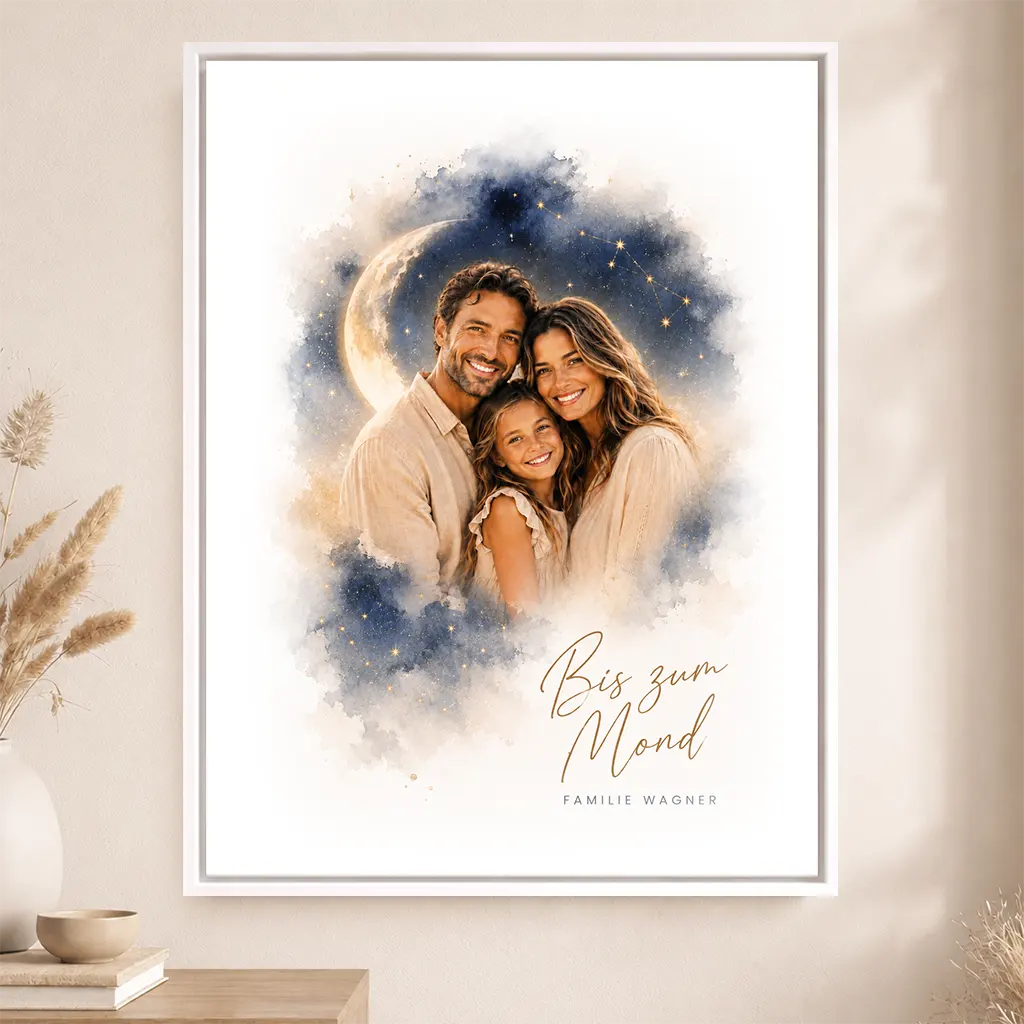 Leinwand Familien-Portrait "Bis zum Mond"