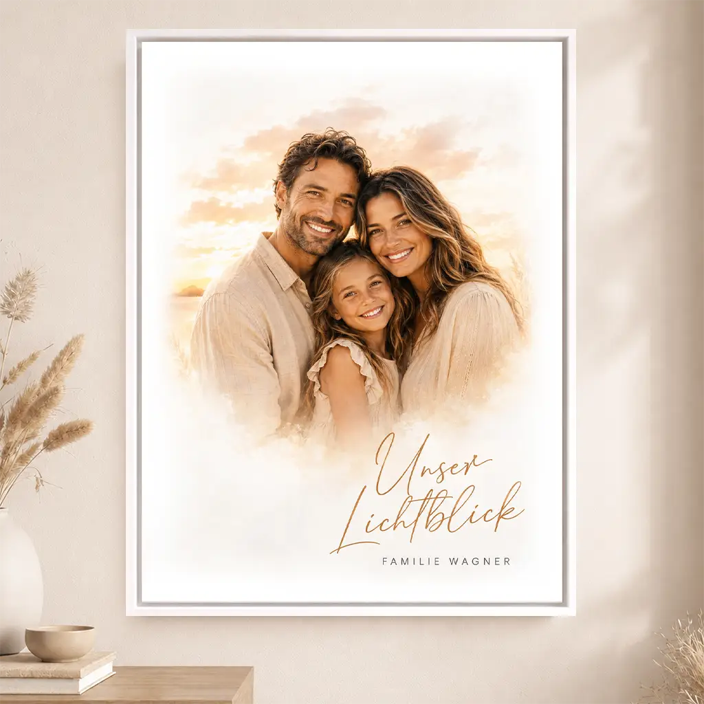 Leinwand Familien-Portrait "Sonnenuntergang"