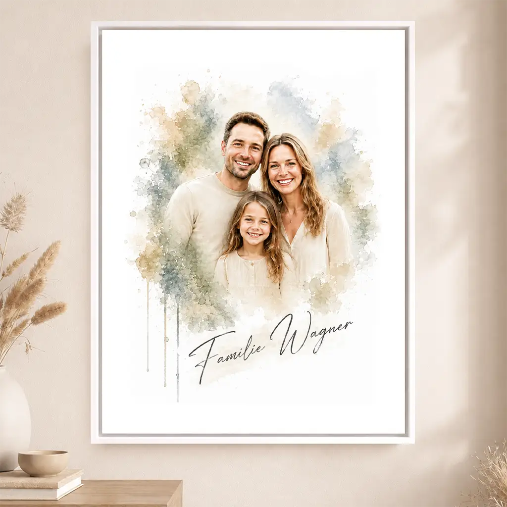 Leinwand Familien-Portrait "Aquarell"