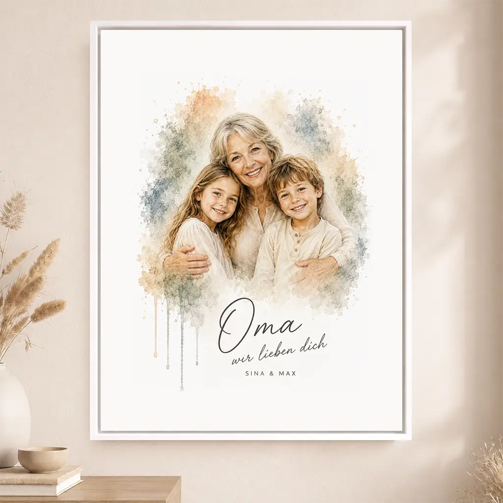 Leinwand Familien-Portrait "Aquarell"