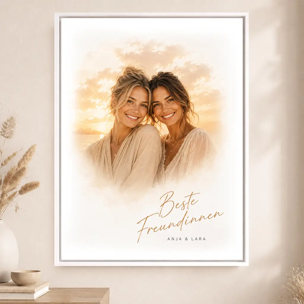 Leinwand Familien-Portrait "Sonnenuntergang"