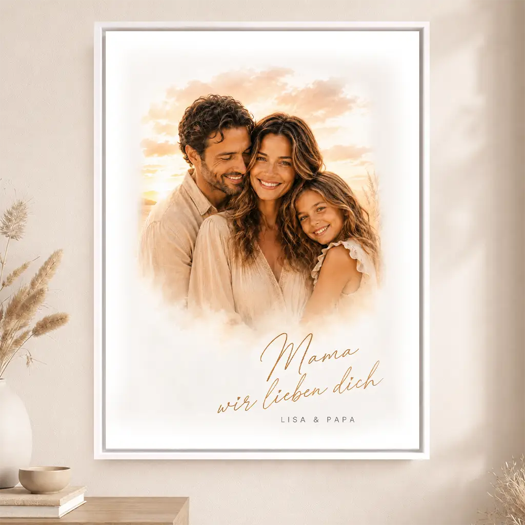 Leinwand Familien-Portrait "Sonnenuntergang"