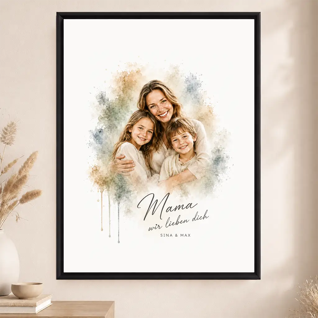 Leinwand Familien-Portrait "Aquarell"
