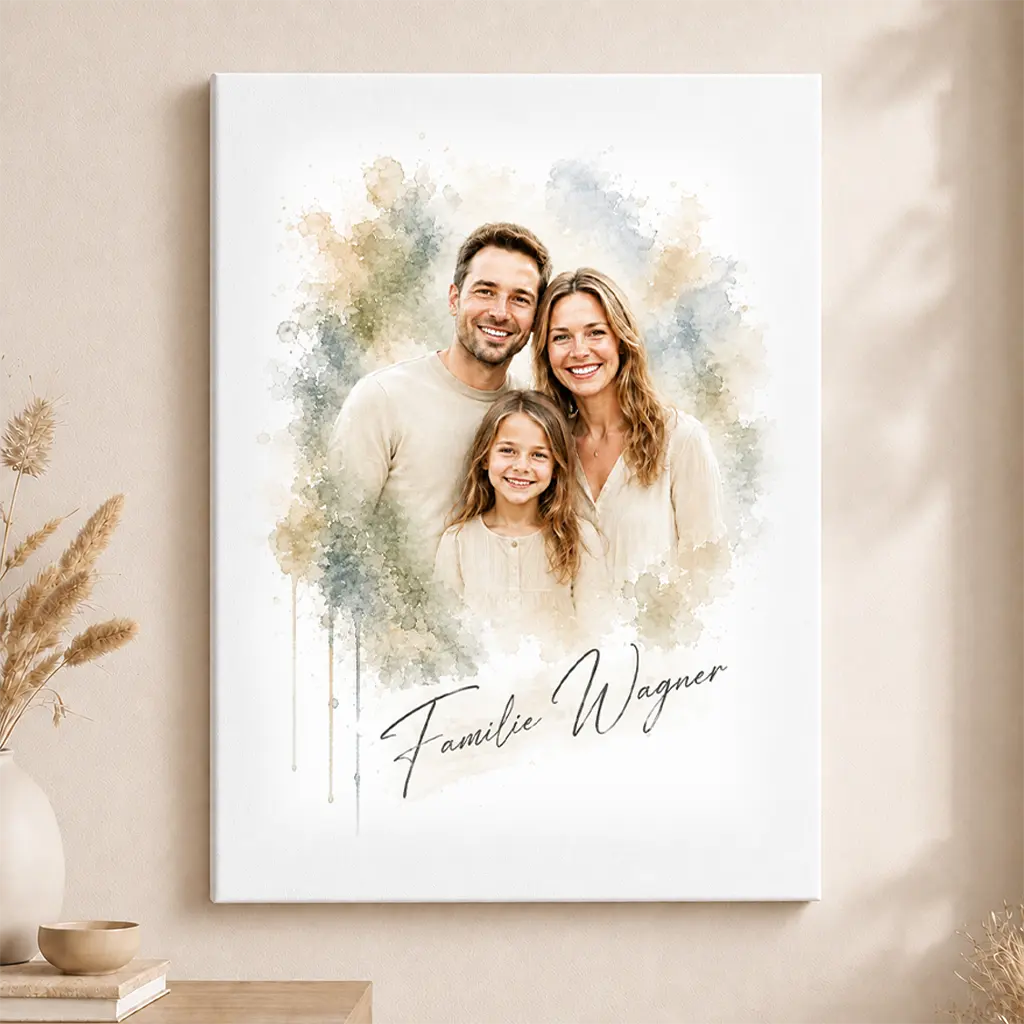 Leinwand Familien-Portrait "Aquarell"