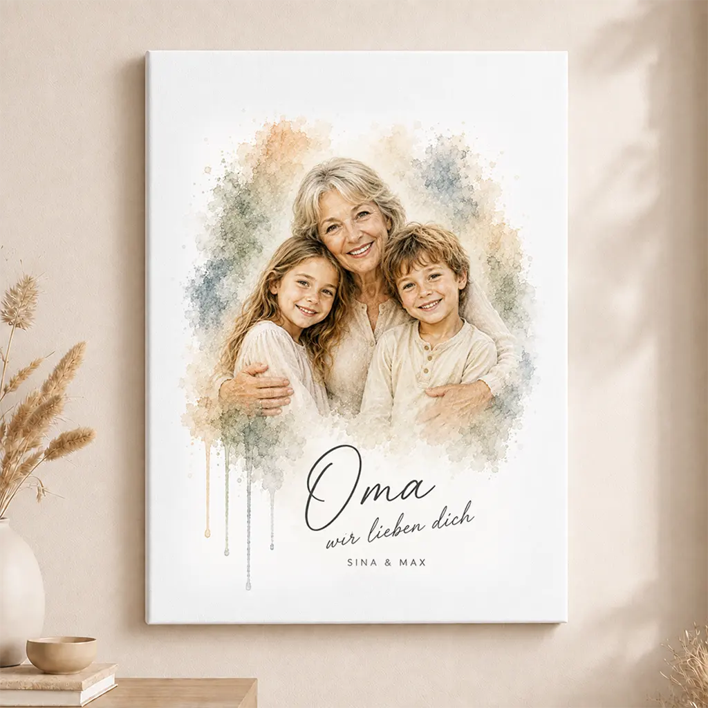 Leinwand Familien-Portrait "Aquarell"