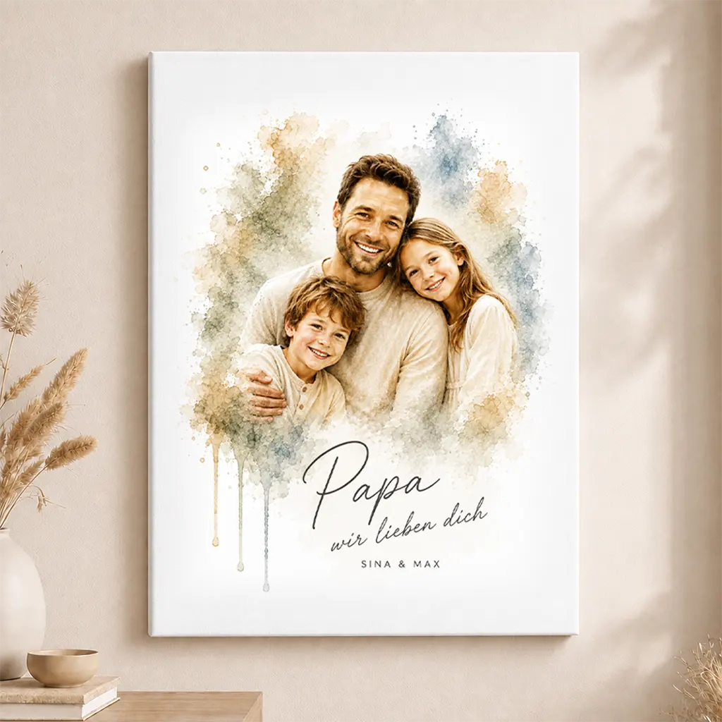 Leinwand Familien-Portrait "Aquarell"