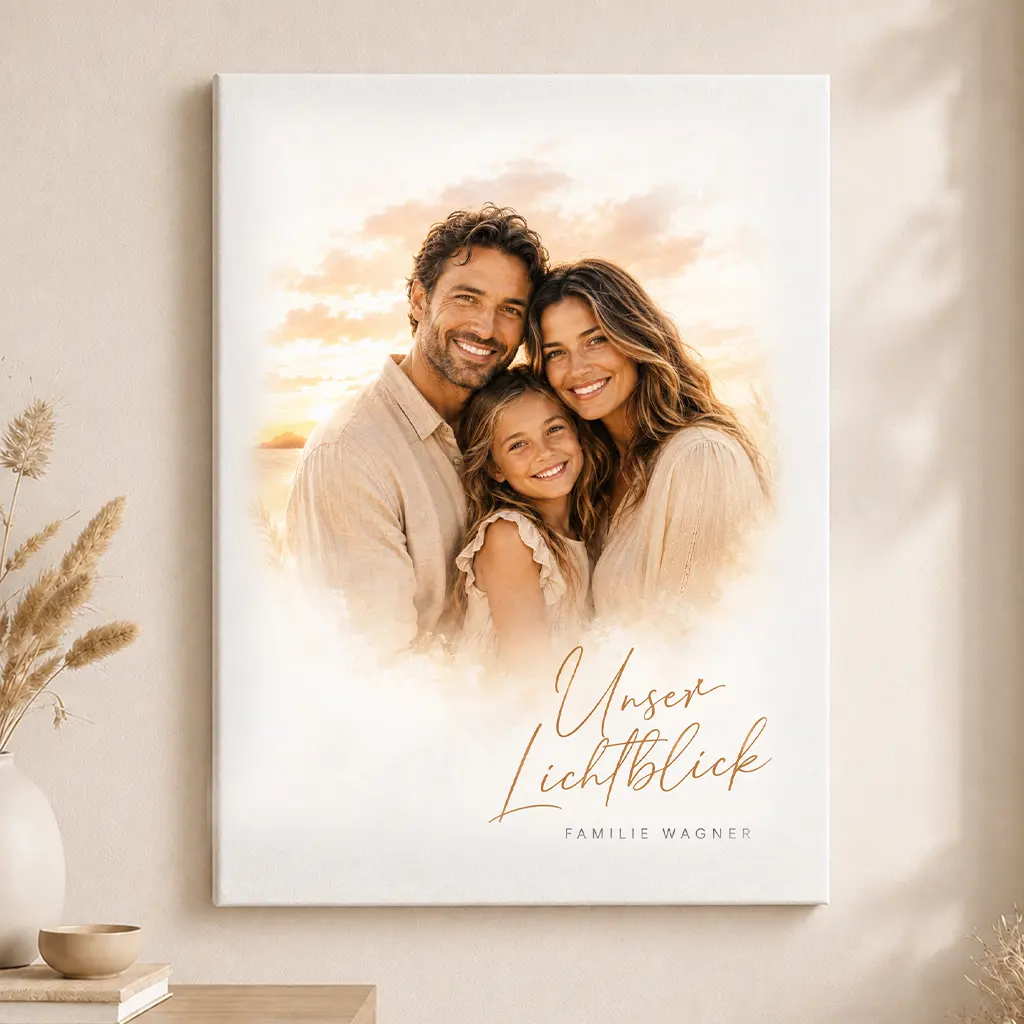 Leinwand Familien-Portrait "Sonnenuntergang"