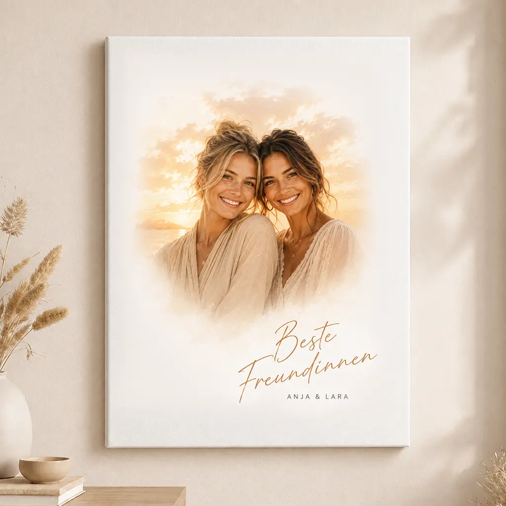 Leinwand Familien-Portrait "Sonnenuntergang"