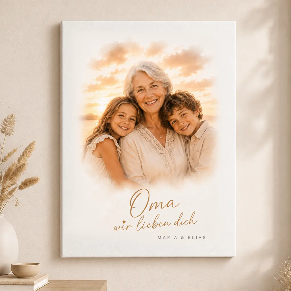 Leinwand Familien-Portrait "Sonnenuntergang"