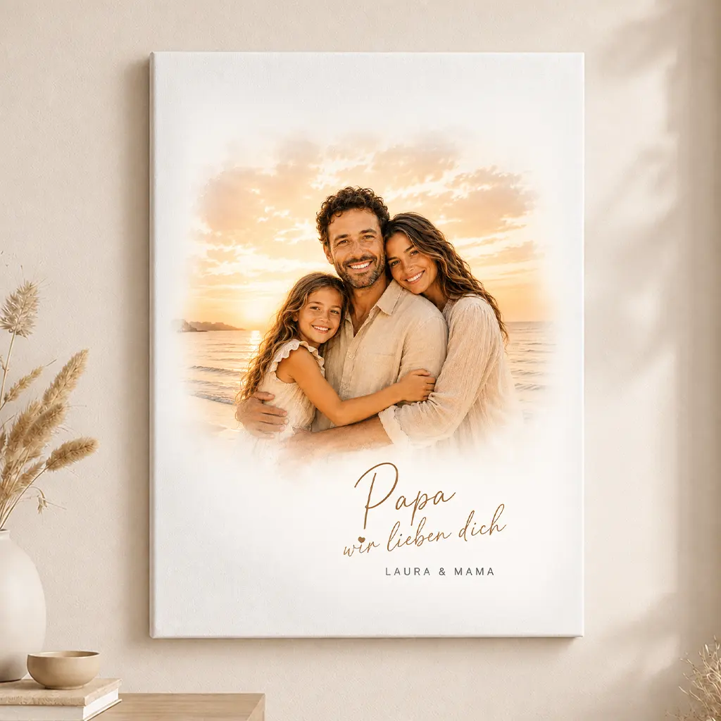 Leinwand Familien-Portrait "Sonnenuntergang"