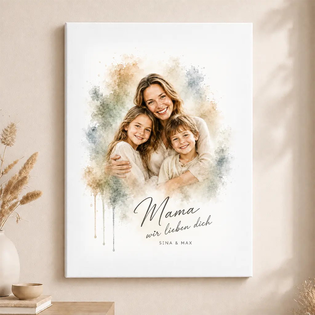 Leinwand Familien-Portrait "Aquarell"