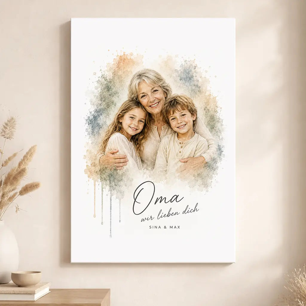 Leinwand Familien-Portrait "Aquarell"