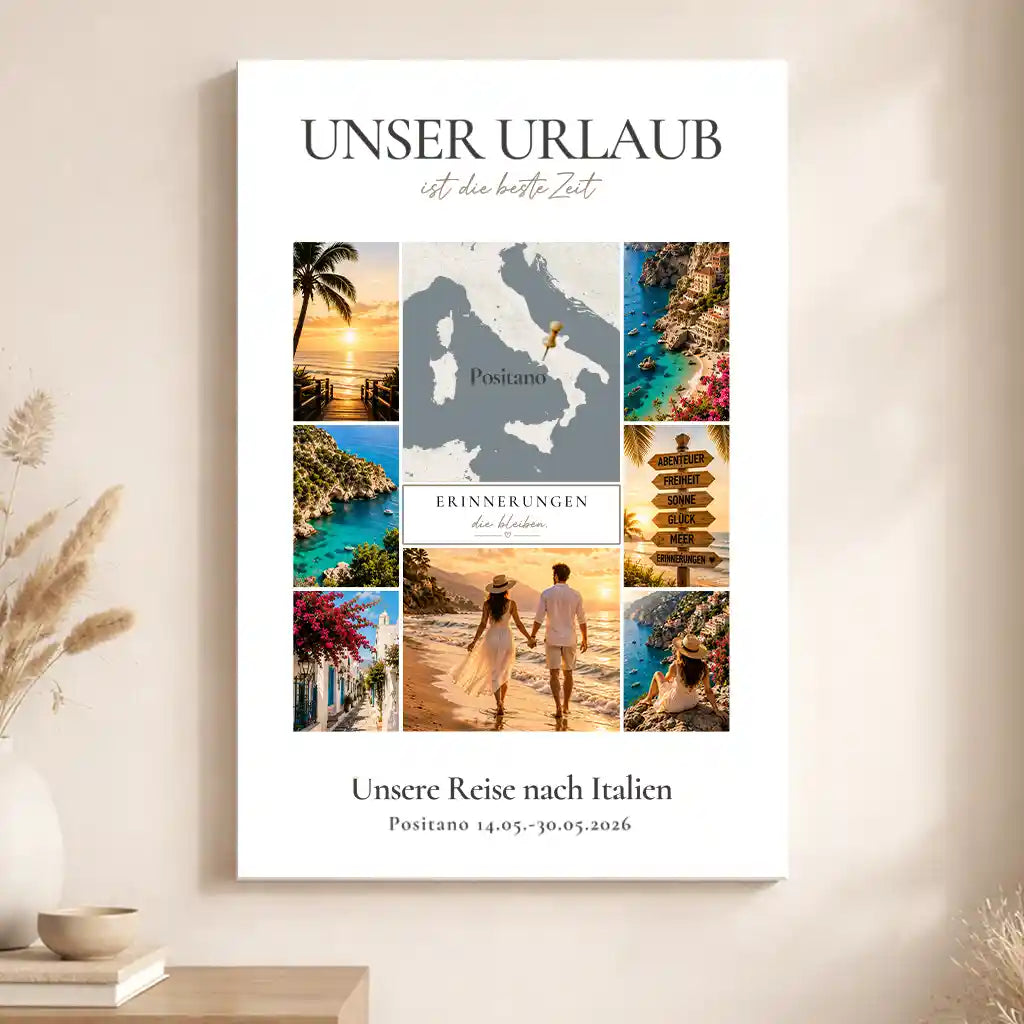 Leinwand "Urlaubserinnerungen mit personalisierter Karte"