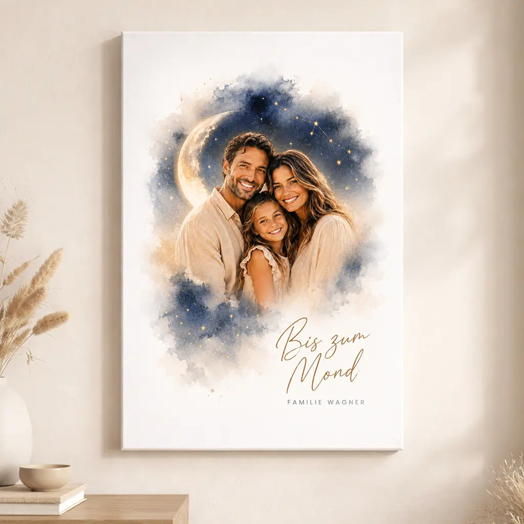 Leinwand Familien-Portrait "Bis zum Mond"