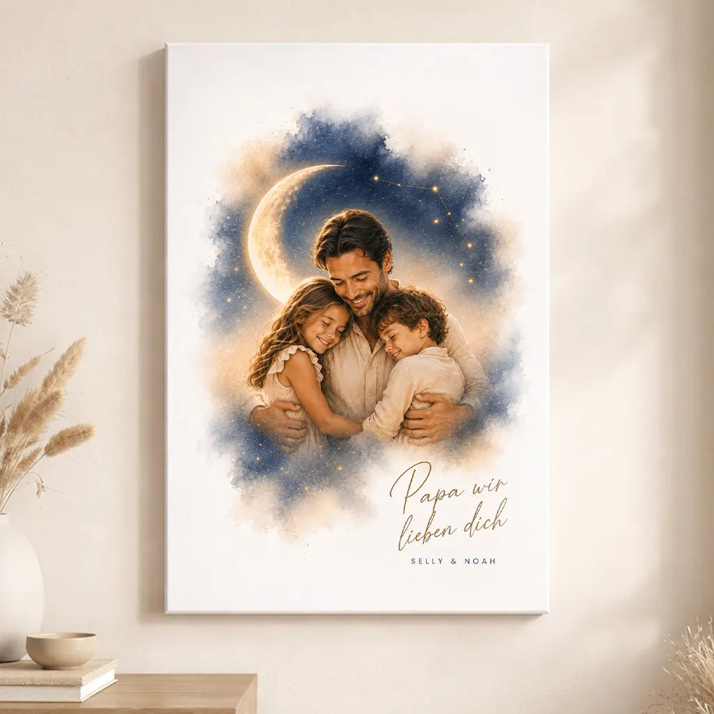 Leinwand Familien-Portrait "Bis zum Mond"
