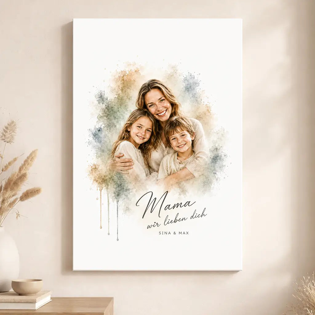 Leinwand Familien-Portrait "Aquarell"