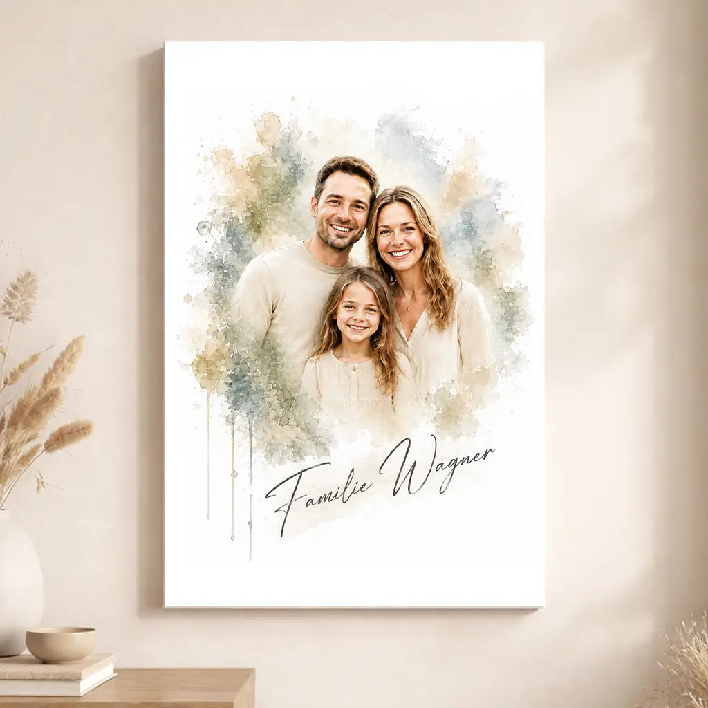 Leinwand Familien-Portrait "Aquarell"