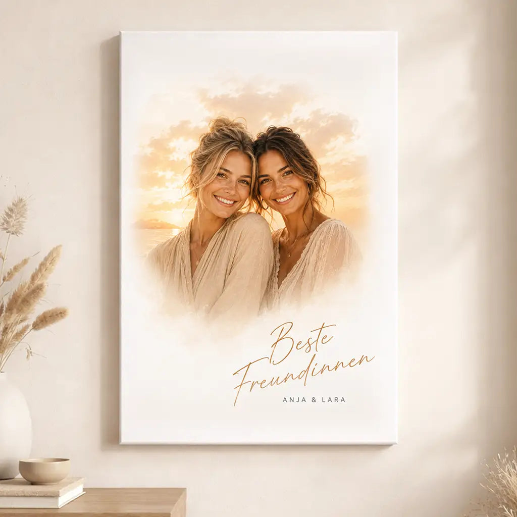 Leinwand Familien-Portrait "Sonnenuntergang"