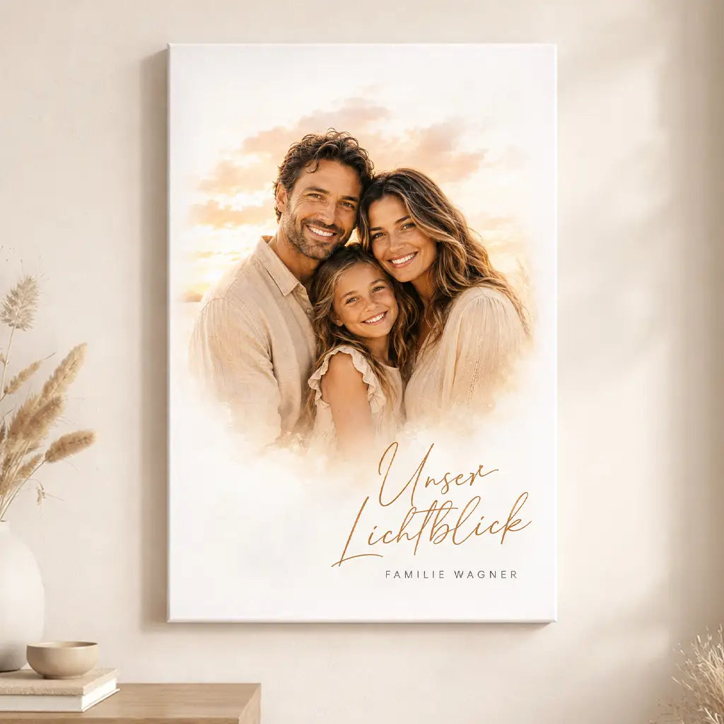 Leinwand Familien-Portrait "Sonnenuntergang"