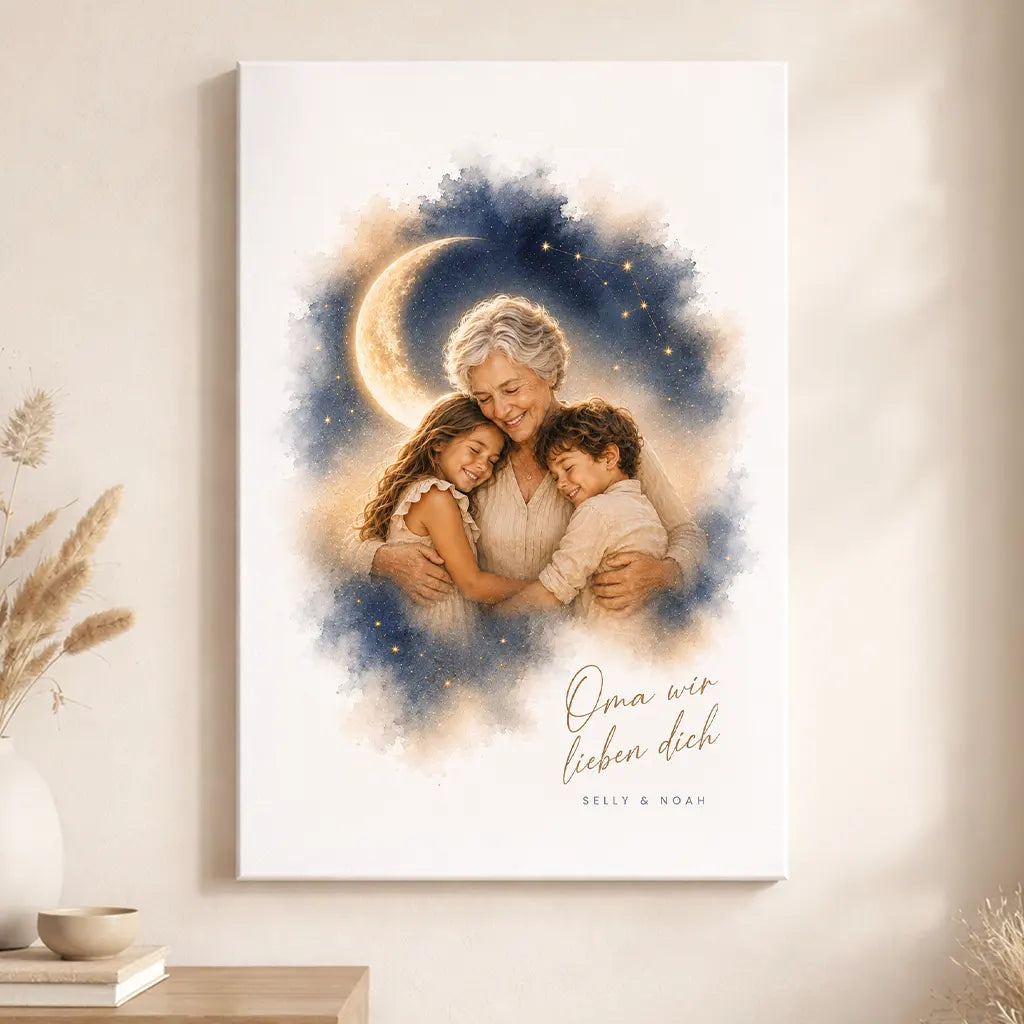 Leinwand Familien-Portrait "Bis zum Mond"