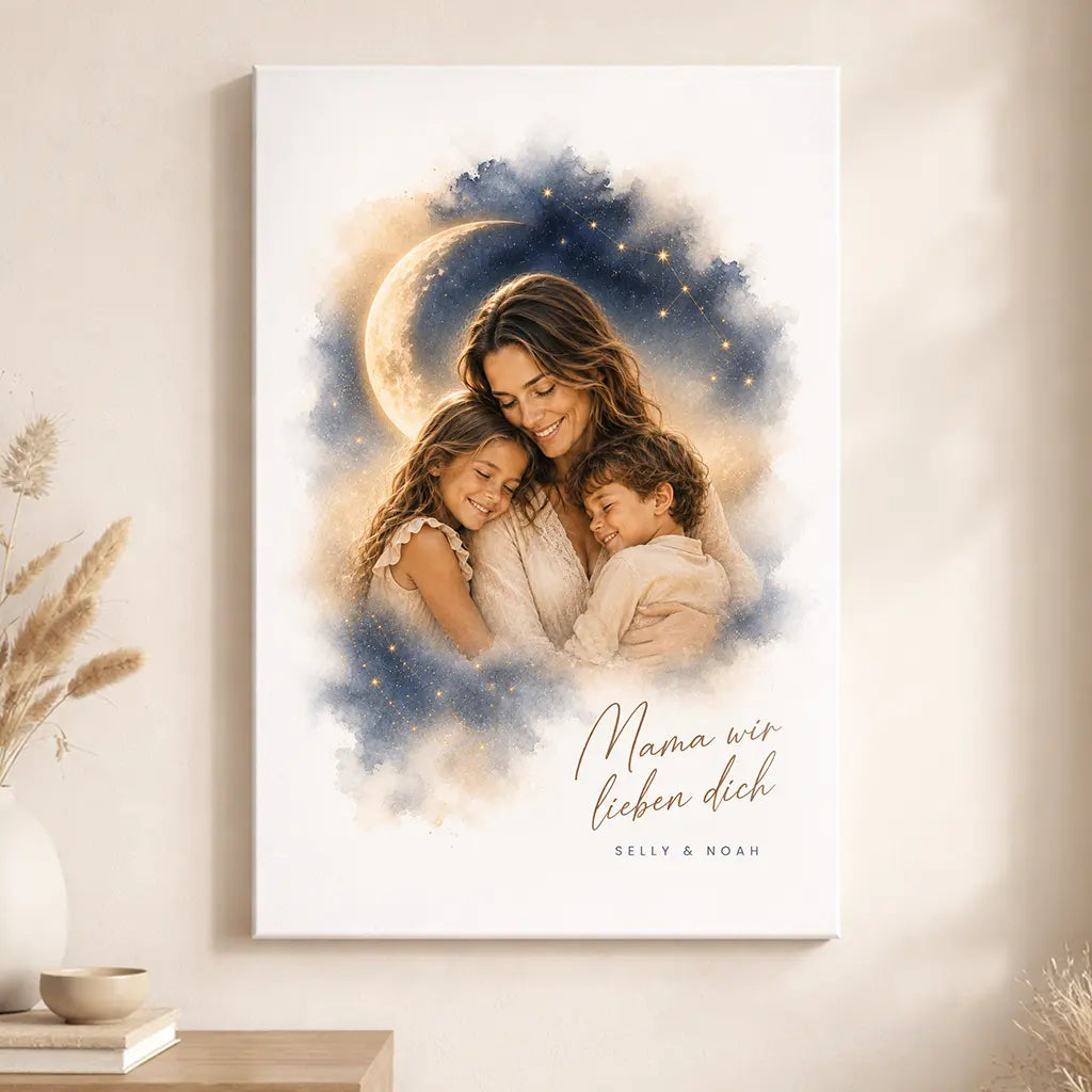 Leinwand Familien-Portrait "Bis zum Mond"