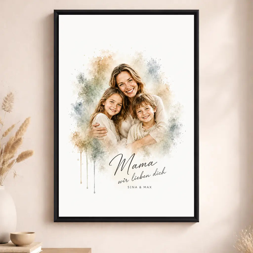 Leinwand Familien-Portrait "Aquarell"