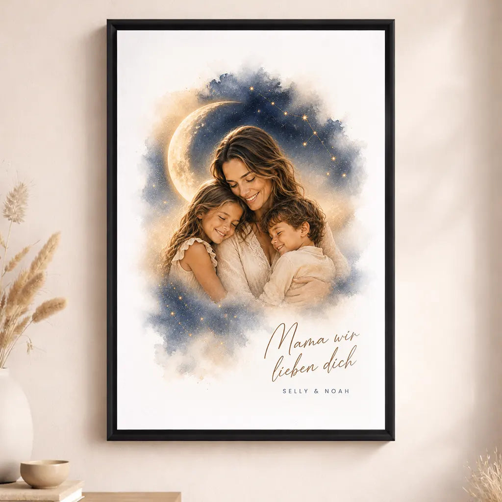 Leinwand Familien-Portrait "Bis zum Mond"