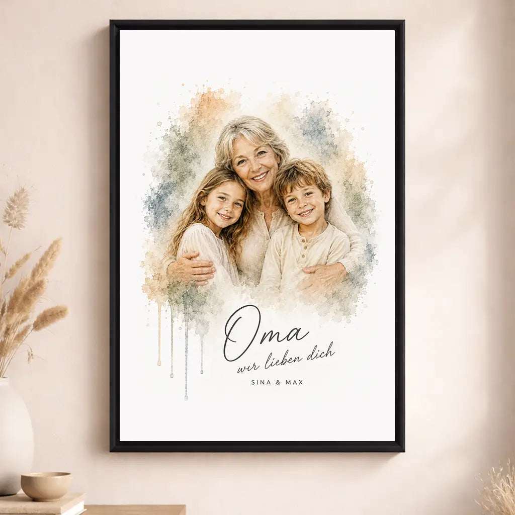 Leinwand Familien-Portrait "Aquarell"