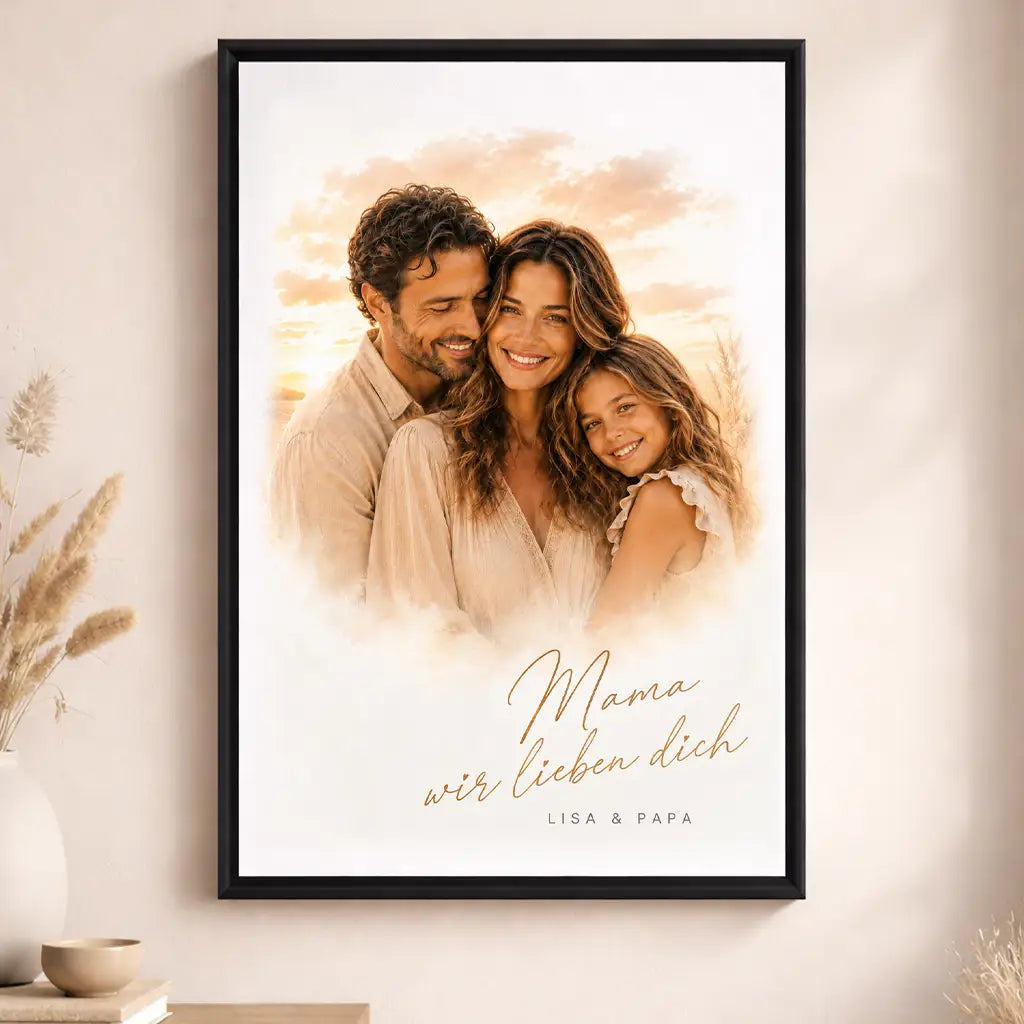 Leinwand Familien-Portrait "Sonnenuntergang"