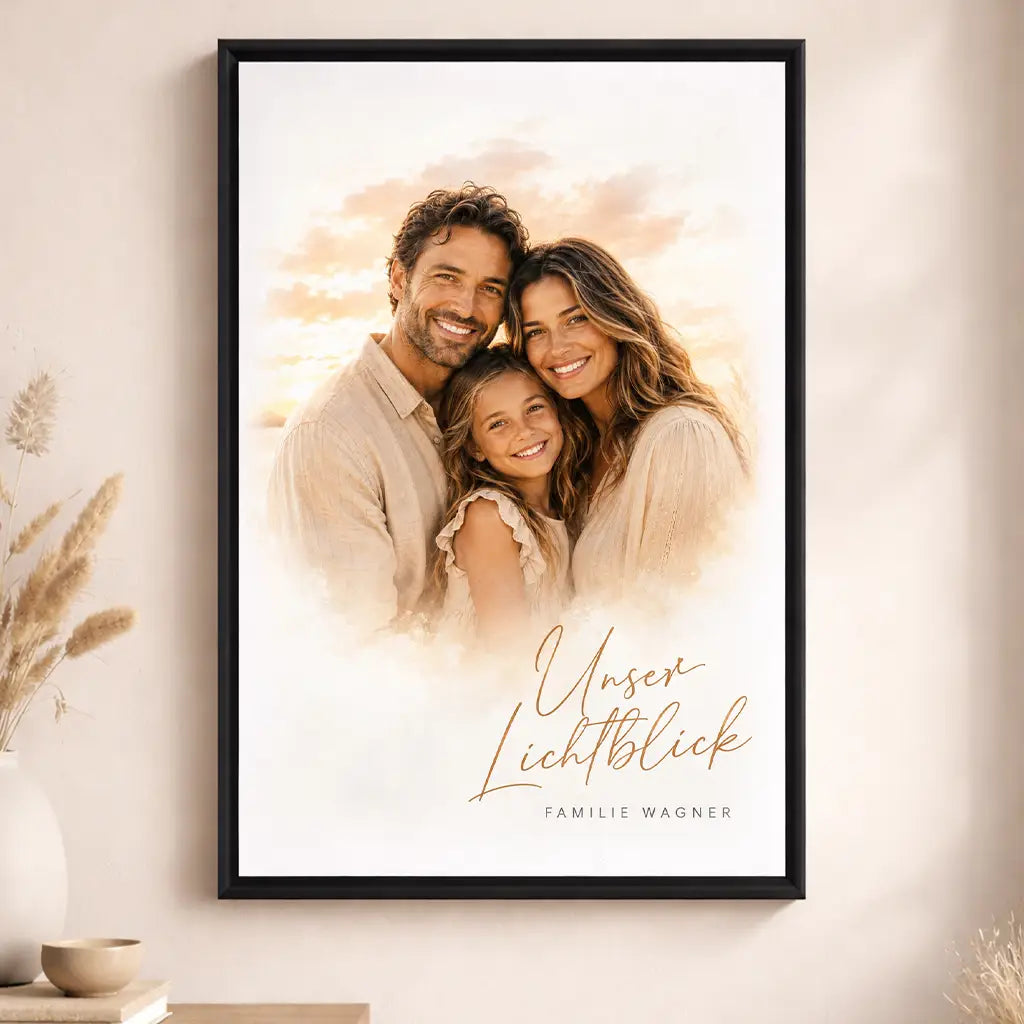 Leinwand Familien-Portrait "Sonnenuntergang"