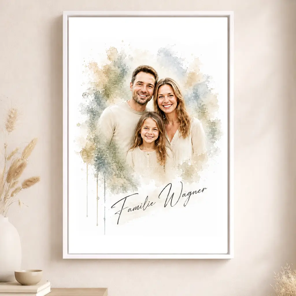 Leinwand Familien-Portrait "Aquarell"