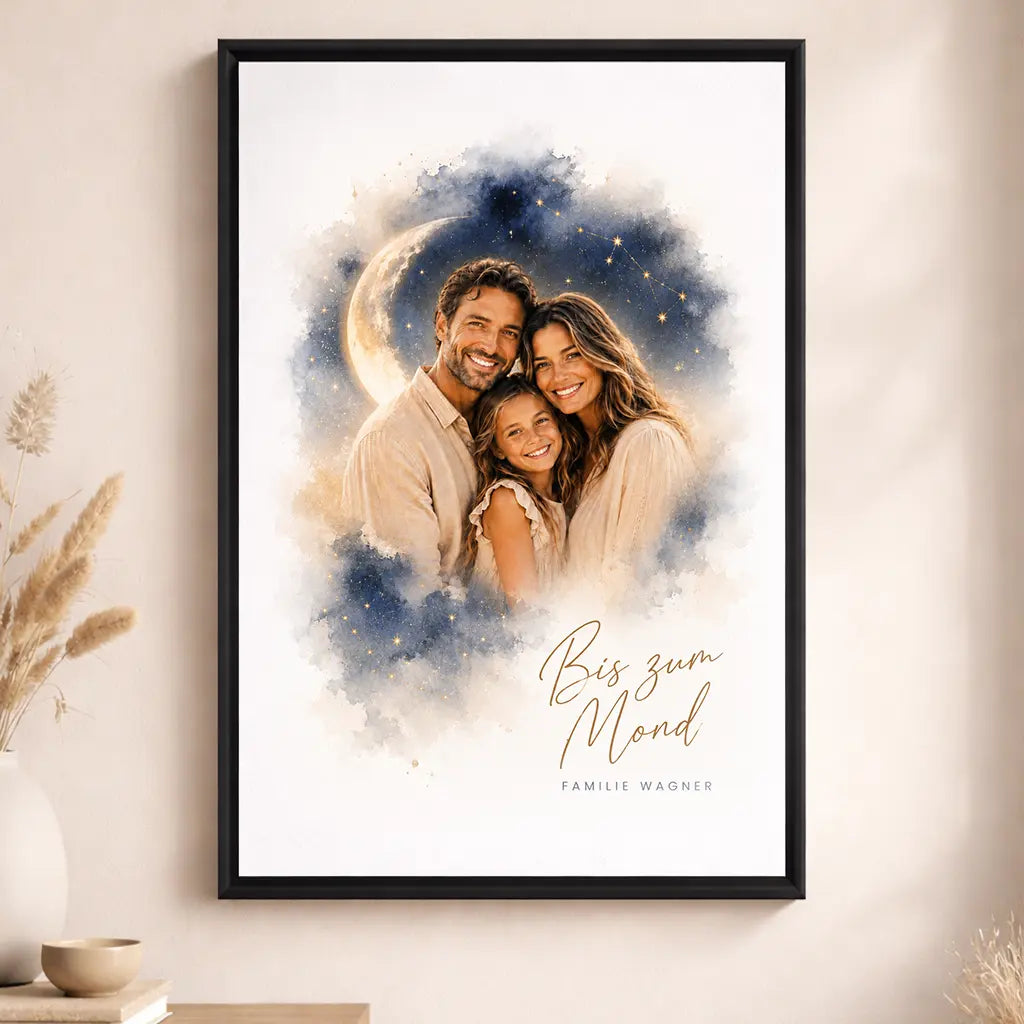 Leinwand Familien-Portrait "Bis zum Mond"