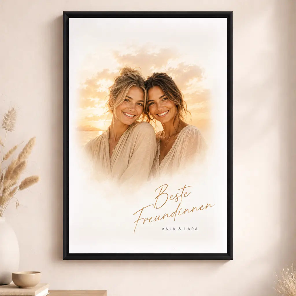 Leinwand Familien-Portrait "Sonnenuntergang"