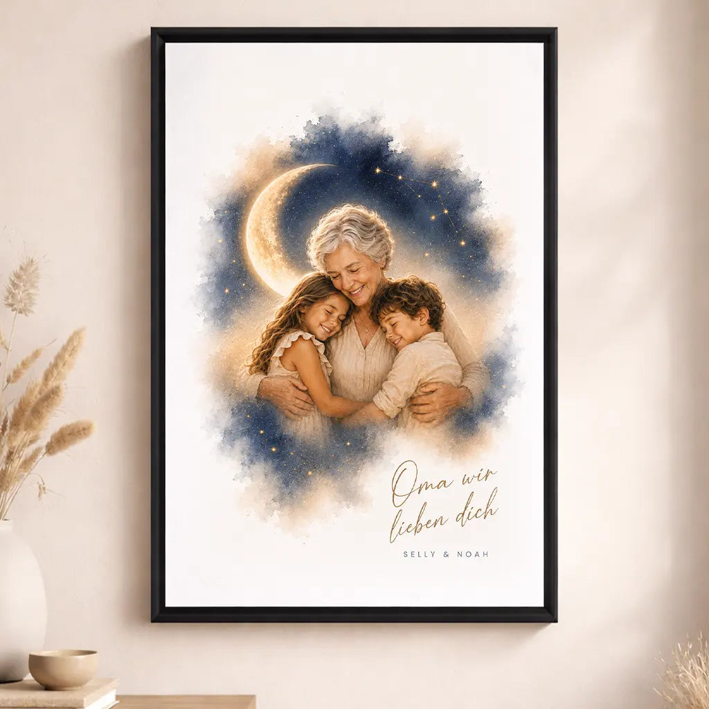 Leinwand Familien-Portrait "Bis zum Mond"