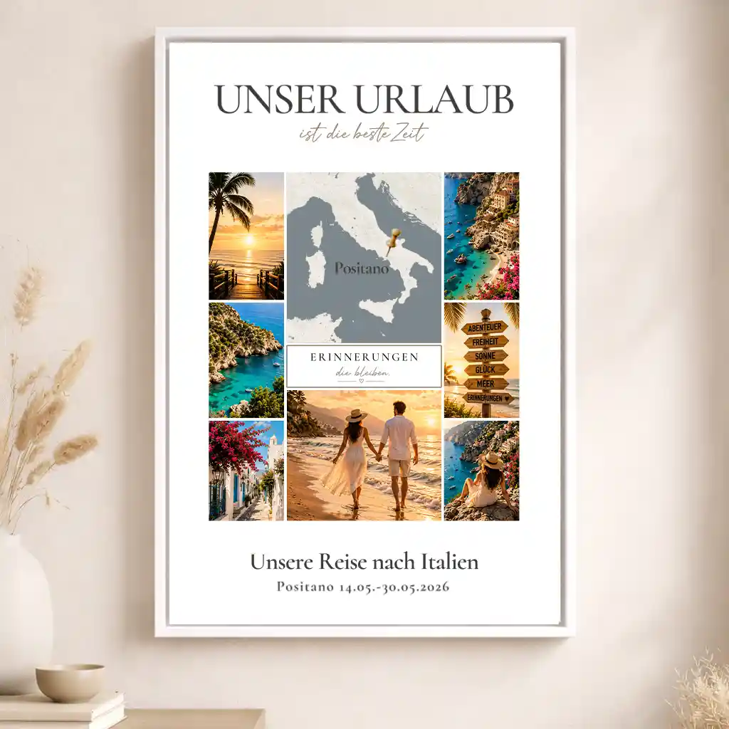 Leinwand "Urlaubserinnerungen mit personalisierter Karte"