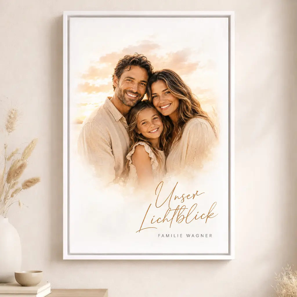 Leinwand Familien-Portrait "Sonnenuntergang"