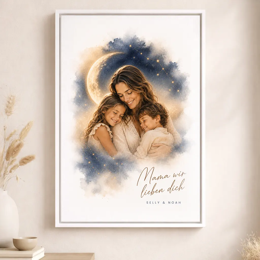 Leinwand Familien-Portrait "Bis zum Mond"
