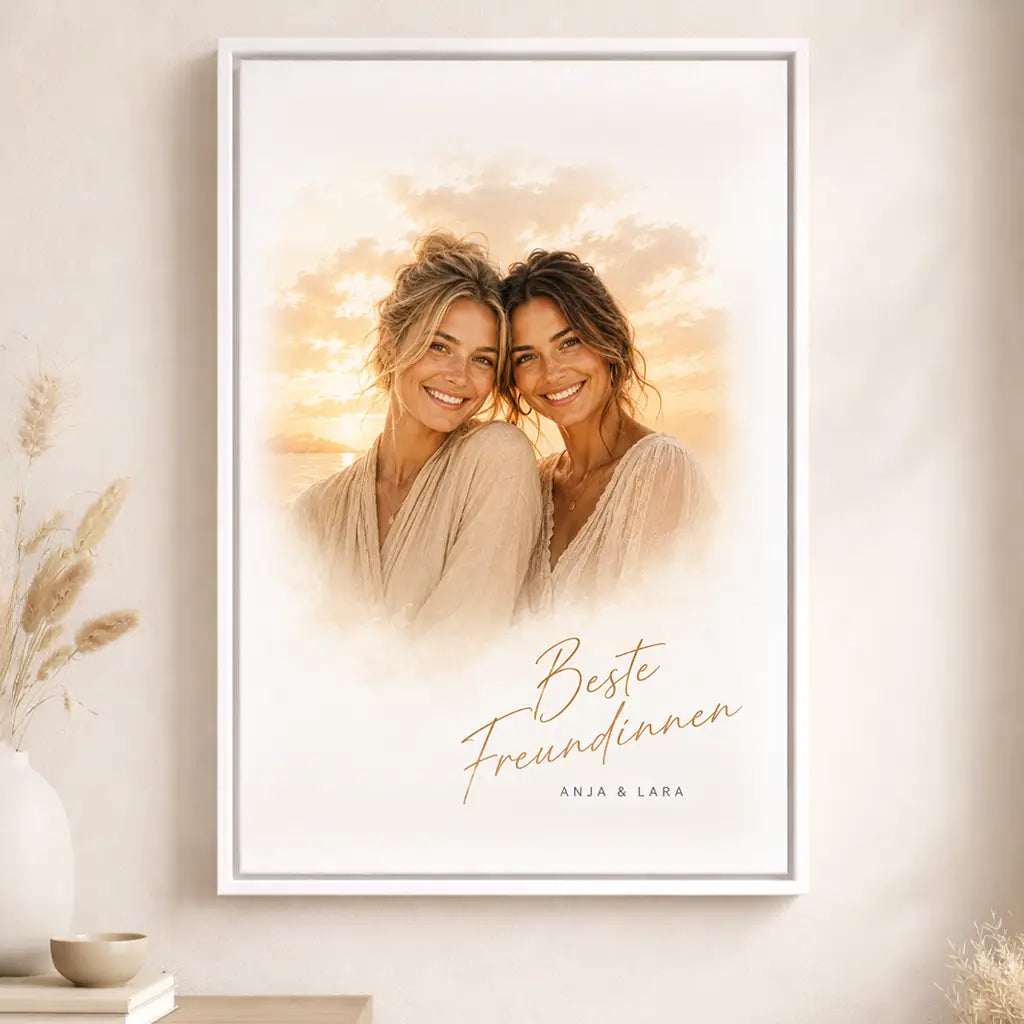 Leinwand Familien-Portrait "Sonnenuntergang"