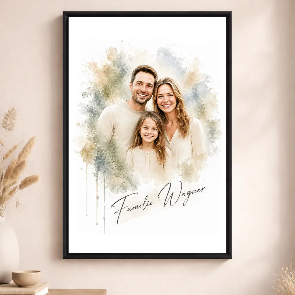 Leinwand Familien-Portrait "Aquarell"