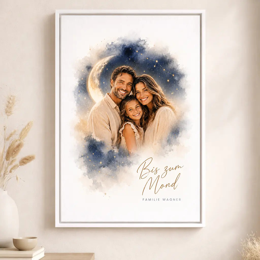 Leinwand Familien-Portrait "Bis zum Mond"